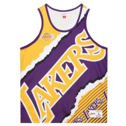 Sublimowana koszulka Lakers jumbotron 2.0. Fioletowe koszulki damskie Mitchell & Ness, bez wzorów, bez kołnierzyka, bez ramiączek. Za 318.00 zł.