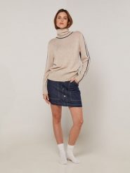 Rodier Golf w kolorze granatowo-beżowym rozmiar: M. Brązowe golfy damskie Rodier, m, bez wzorów, bez ramiączek. Za 274.75 zł.