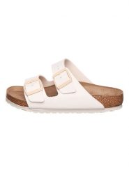 Birkenstock Klapki "Arizona" w kolorze kremowym rozmiar: 40. Brązowe klapki damskie Birkenstock, bez wzorów, z otwartym noskiem, bez obcasa, bez zapięcia. Za 382.13 zł.