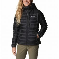 Kurtka turystyczna puchowa damska Columbia Pebble Peak Down. Czarne kurtki damskie Columbia, s, bez wzorów, z puchu, bez kaptura. Za 857.99 zł.