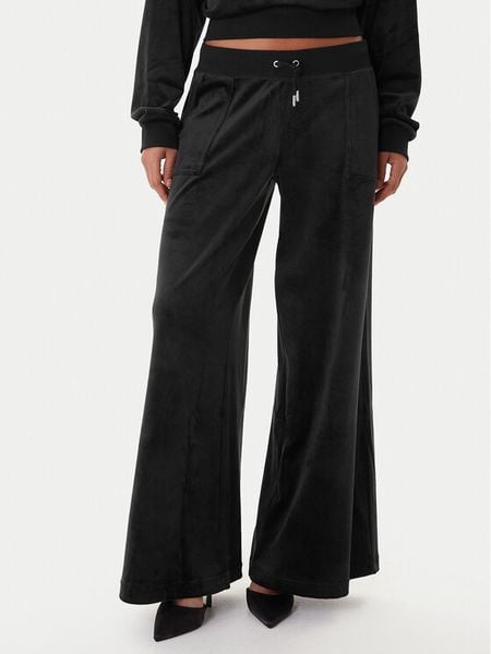 Juicy Couture Spodnie dresowe JCBBJ225803 Czarny Wide Leg. Czarne spodnie dresowe damskie Juicy Couture, xxs, bez wzorów, z bawełny. Za 349.99 zł.