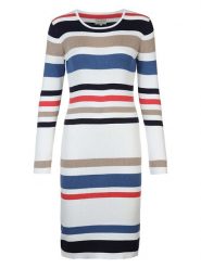 Herrlicher Sukienka dzianinowa "Annalora" w kolorze biało-niebiesko-beżowym rozmiar: S. Białe sukienki damskie Herrlicher, bez wzorów, z dzianiny, bez ramiączek. Za 217.99 zł.