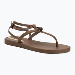 Sandały damskie Ipanema Atena. Brązowe sandały damskie Ipanema, bez wzorów, z materiału, bez obcasa, bez zapięcia. Za 139.99 zł.