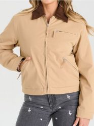 Kurtka bomberka - beżowy. Brązowe kurtki damskie Sinsay, l, bez wzorów, bez kaptura. Za 79.99 zł.