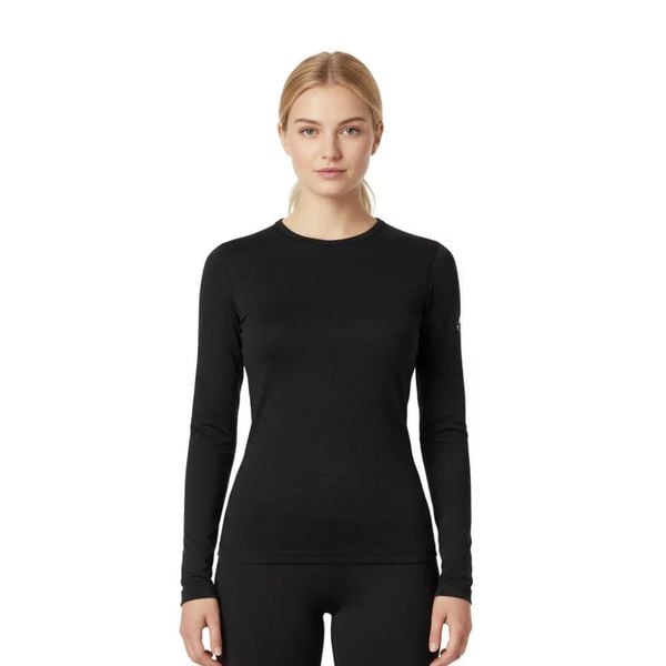 Koszulka z długim rękawem damska 100% wełny merynosów - Bjork 210. Czarne koszulki damskie FJORK MERINO, l, bez wzorów, z wełny, bez kołnierzyka, bez ramiączek. Za 519.00 zł.
