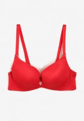 Czerwony Push-Up Biustonosz Koronkowy na Regulowanych Ramiączkach Lunetia. Czerwone biustonosze Renee, bez wzorów, z koronki. Za 34.99 zł.