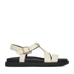 Sandały Beverly Hills Polo Club. Białe sandały damskie Beverly Hills Polo Club, bez wzorów, bez obcasa, na płaskiej podeszwie, bez zapięcia. Za 279.99 zł.