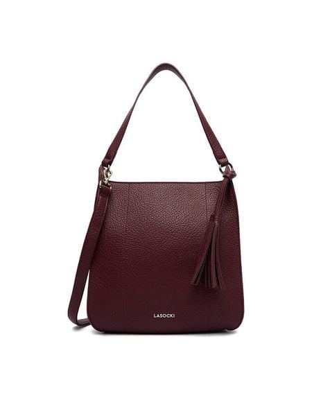 Lasocki Torebka LSK-K-029-06 Bordowy. Czerwone torebki klasyczne damskie Lasocki, z materiału, bez dodatków. Za 169.99 zł.