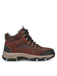 Skechers Trapery Trego Base Camp 167008/CHOC Brązowy. Brązowe trapery damskie Skechers, ze skóry, bez zapięcia. Za 429.99 zł.