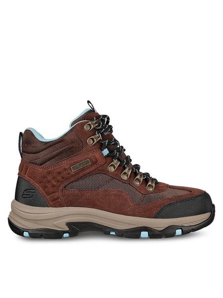 Skechers Trapery Trego Base Camp 167008/CHOC Brązowy. Brązowe trapery damskie Skechers, ze skóry, bez zapięcia. Za 309.99 zł.