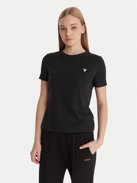 Guess T-Shirt V6RI17 KD741 Czarny Regular Fit. Czarne t-shirty damskie Guess, m, z aplikacjami, z bawełny, bez kołnierzyka. Za 179.99 zł.