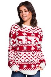 Ciepły Sweter z Zimowym Motywem - Model 2. Białe swetry klasyczne damskie MOE, l, z materiału, bez kołnierzyka. Za 209.90 zł.