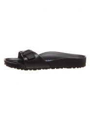 Birkenstock Klapki "Madrid" w kolorze czarnym rozmiar: 41. Czarne klapki damskie Birkenstock, bez wzorów, z otwartym noskiem, bez obcasa, bez zapięcia. Za 156.61 zł.