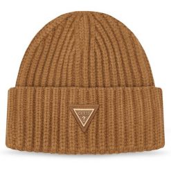 Czapka Guess. Brązowe czapki damskie Guess, na zimę, z aplikacjami. Za 154.99 zł.