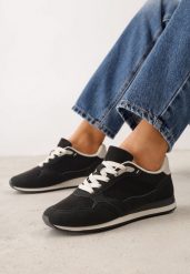 Czarne Sneakersy Casualowe z Imitacji Zamszu z Podeszwą z Bieżnikiem Alevtina. Czarne obuwie sportowe casual damskie Born2be, z dzianiny, bez zapięcia. Za 119.99 zł.