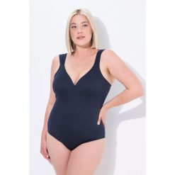 Damski Strój kąpielowy żakard w panterkę miękkie miseczki. Niebieskie stroje jednoczęściowe Ulla Popken, bez wzorów, z elastanu. Za 294.99 zł.