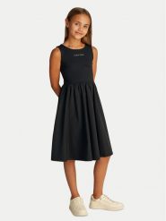Calvin Klein Jeans Sukienka codzienna IG0IG02908 Czarny Regular Fit. Czarne sukienki dziewczęce Calvin Klein Jeans, bez wzorów, z jeansu, bez ramiączek, proste. Za 239.99 zł.