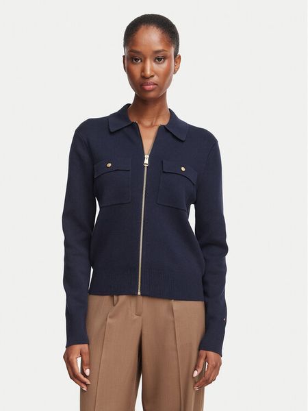 Tommy Hilfiger Kardigan WW0WW51415 Granatowy Regular Fit. Niebieskie kardigany damskie Tommy Hilfiger, l, bez wzorów, z bawełny. Za 649.99 zł.