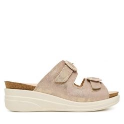 Klapki Ara. Brązowe klapki damskie Ara, bez wzorów, bez obcasa, bez zapięcia. Za 489.99 zł.