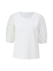 S.Oliver Bluzka w kolorze białym rozmiar: 46. Białe bluzki damskie S.Oliver, s, bez wzorów, z bawełny, bez kołnierzyka, bez ramiączek. Za 69.58 zł.