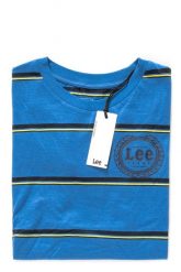 LEE T SHIRT DAMSKI STRIPE TEE CITY BLUE L42JJC32 112109373. Niebieskie t-shirty damskie Lee, l, bez wzorów, bez kołnierzyka. W wyprzedaży za 39.99 zł.