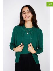C& Jo 2-częściowy zestaw w kolorze zielonym rozmiar: 38. Zielone kardigany damskie C& Jo, bez wzorów, z kaszmiru. Za 228.38 zł.