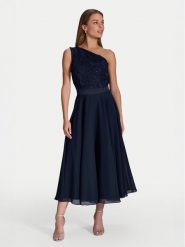 Swing Sukienka koktajlowa 5AI01500 Granatowy Regular Fit. Niebieskie sukienki damskie Swing, bez wzorów, z syntetyku, wizytowe, bez ramiączek. Za 649.99 zł.