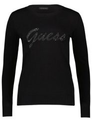 Guess Koszulka w kolorze czarnym rozmiar: XS. Czarne bluzki damskie Guess, xs, z aplikacjami, bez kołnierzyka, bez ramiączek. Za 79.03 zł.