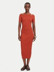 Fracomina Sukienka dzianinowa FJ26SD5001K56501 Czerwony jasny Slim Fit. Czerwone sukienki damskie Fracomina, bez wzorów, z dzianiny, bez ramiączek. Za 499.99 zł.