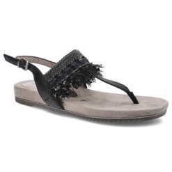 Czarne Sandały Tamaris Damskie Wygodne Obuwie. Czarne sandały damskie Tamaris, z aplikacjami, z materiału, bez obcasa, na platformie, bez zapięcia. Za 139.00 zł.