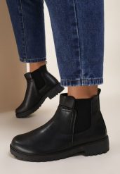 Czarne Botki Hillridge. Czarne botki damskie Renee, eleganckie, za kostkę, bez obcasa, na płaskiej podeszwie, bez zapięcia. Za 84.99 zł.