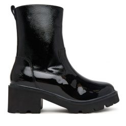 Botki Josef Seibel. Czarne botki damskie Josef Seibel, bez obcasa, na słupku, bez zapięcia. Za 489.99 zł.
