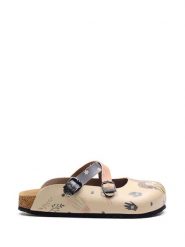 Calceo Klapki w kolorze beżowym ze wzorem rozmiar: 38. Brązowe klapki damskie Calceo, bez wzorów, bez obcasa, bez zapięcia. Za 194.45 zł.