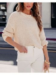 Milan Kiss Sweter w kolorze beżowym rozmiar: XL. Brązowe swetry klasyczne damskie Milan Kiss, xl, bez kołnierzyka. Za 130.99 zł.