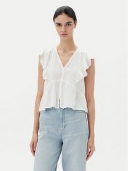ONLY Bluzka Rian 15349090 Biały Regular Fit. Białe bluzki damskie Only, xs, bez wzorów, ze lnu, bez kołnierzyka, bez ramiączek. Za 99.99 zł.