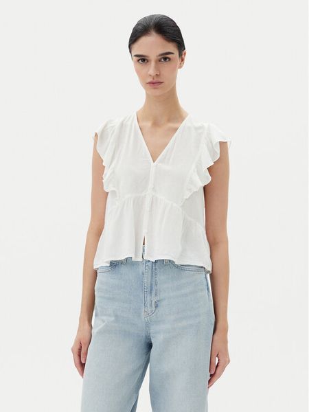 ONLY Bluzka Rian 15349090 Biały Regular Fit. Białe bluzki damskie Only, xl, bez wzorów, ze lnu, bez kołnierzyka, bez ramiączek. Za 89.99 zł.