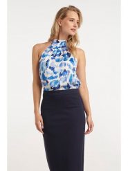 Smashed Lemon Bluzka w kolorze niebiesko-białym rozmiar: L. Białe bluzki damskie Smashed Lemon, l, bez wzorów, bez kołnierzyka, bez ramiączek. Za 85.95 zł.