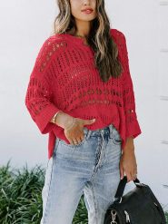 Milan Kiss Sweter w kolorze czerwonym rozmiar: L. Różowe swetry klasyczne damskie Milan Kiss, l, z bawełny, bez kołnierzyka. Za 87.81 zł.