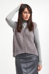 Kamizelka damska z moherem Fabiana MAX MARA LEISURE. Swetry klasyczne damskie Max Mara Leisure, s, z moheru, bez kołnierzyka. W wyprzedaży za 645.32 zł.