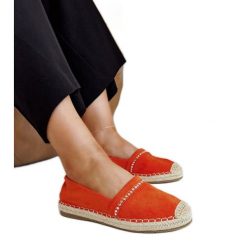 Pomarańczowe espadryle z cyrkoniami Abia. Brązowe espadryle damskie bez wzorów, z gumy, bez obcasa. Za 74.48 zł.