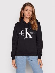 Calvin Klein Jeans Bluza J20J219141 Czarny Regular Fit. Czarne bluzy damskie Calvin Klein Jeans, m, bez wzorów, z bawełny, bez kaptura. W wyprzedaży za 269.99 zł.