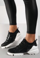 Czarne Sneakersy Athizithe. Czarne obuwie sportowe damskie Renee, z softshellu, bez zapięcia. Za 119.99 zł.