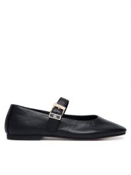 Tommy Hilfiger Baleriny Buckle Leather Ballerina FW0FW09684 Czarny. Czarne balerinki damskie Tommy Hilfiger, bez wzorów, ze skóry. Za 529.99 zł.