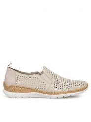 Rieker Półbuty N4251-60 Beżowy. Brązowe półbuty damskie Rieker, bez wzorów, ze skóry, bez obcasa, na płaskiej podeszwie, bez zapięcia. Za 329.99 zł.