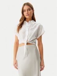 Guess Koszula W5GH34WG822 Biały Regular Fit. Białe koszule damskie Guess, l, z aplikacjami, z syntetyku, bez kołnierzyka, bez ramiączek. Za 239.99 zł.