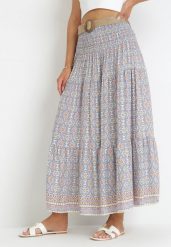 Niebieska Spódnica Maxi w Stylu Boho z Plecionym Paskiem Kairy. Niebieskie spódnice damskie Born2be, m, bez wzorów, boho, maxi. Za 84.99 zł.