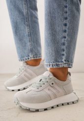 Jasnozielone Zamszowe Sneakersy na Grubej Podeszwie Geometrycznym Wzorem Zitula. Zielone obuwie sportowe damskie Born2be, z dresówki, bez zapięcia, trekkingowe. Za 259.99 zł.