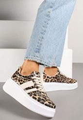 Panterkowe Sneakersy w Stylu Klasycznych Tenisówek na Grubej Podeszwie Rediree. Obuwie sportowe damskie Born2be, z jeansu, bez zapięcia, tenisowe. Za 74.99 zł.