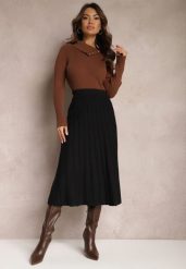 Czarna Dzianinowa Spódnica Trapezowa Midi Arion. Czarne spódnice damskie Renee, l, bez wzorów, z dzianiny, eleganckie, midi. Za 79.99 zł.