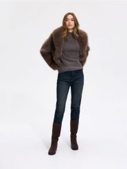 Jeansy mom - granatowy. Niebieskie jeansy damskie Reserved. Za 129.99 zł.